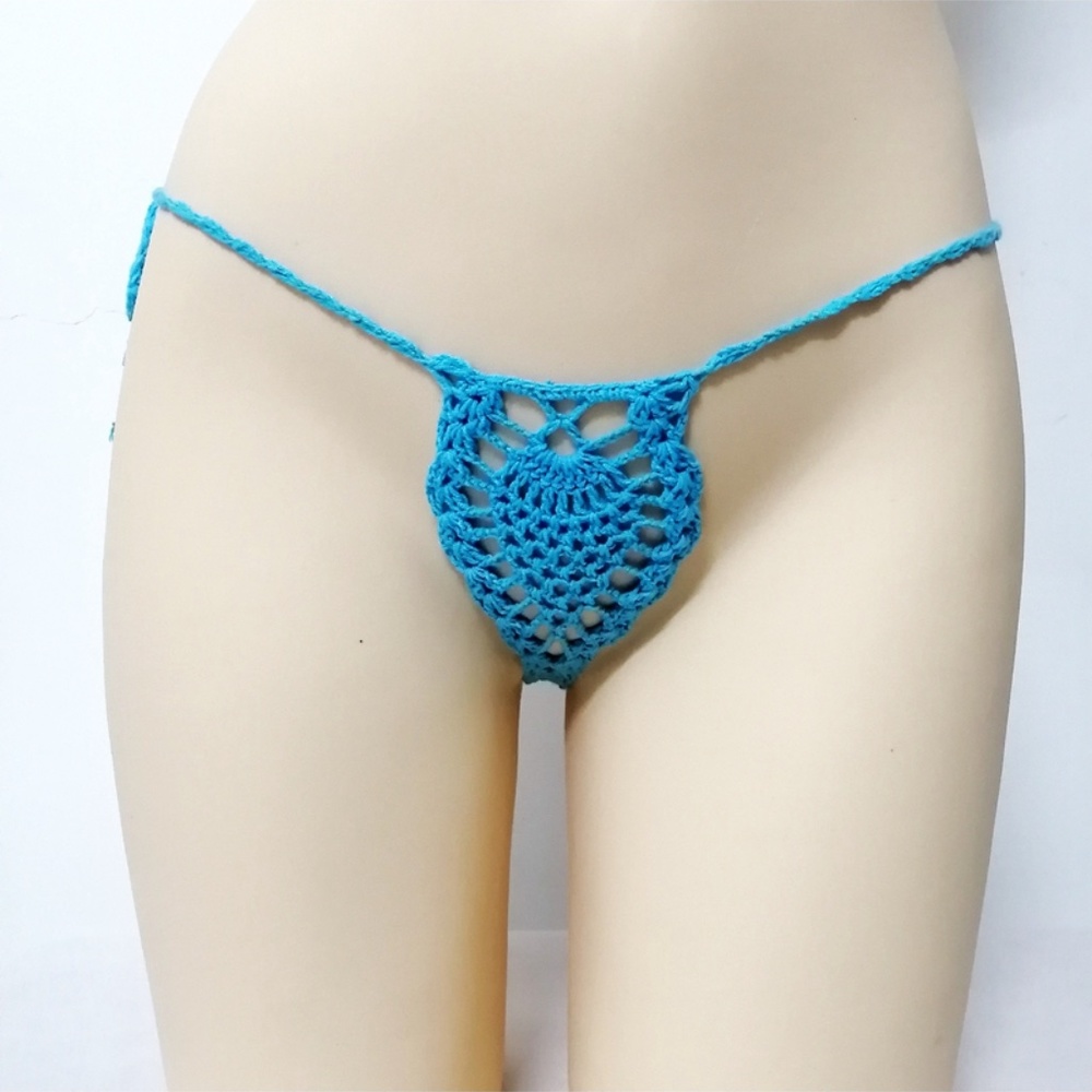 Sky Blue -- Crochet Owl Bikini. Cotton Micro Bikini Thong for a HOT Summer